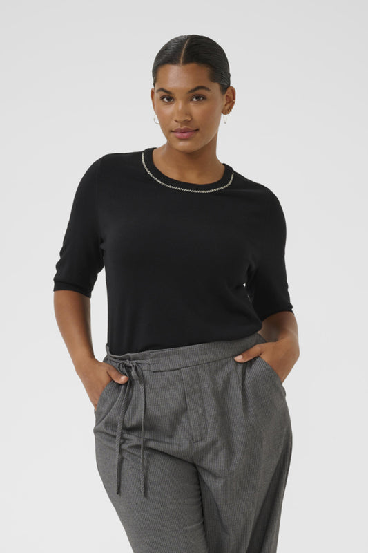 Kaffe Curve shirt met sierkraag 10583769 KCcarla Zwart