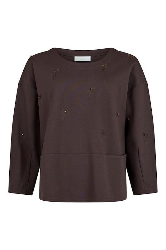 Noen shirt met borduurwerk Bruin