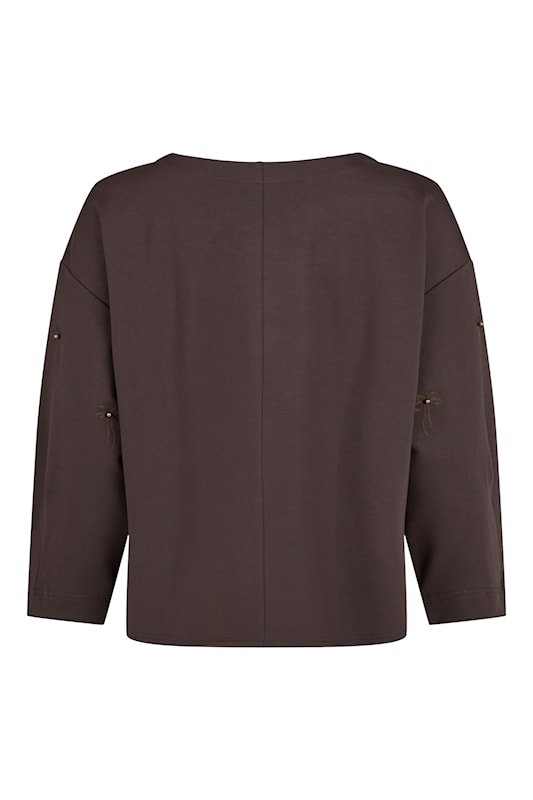 Noen shirt met borduurwerk Bruin, detailfoto