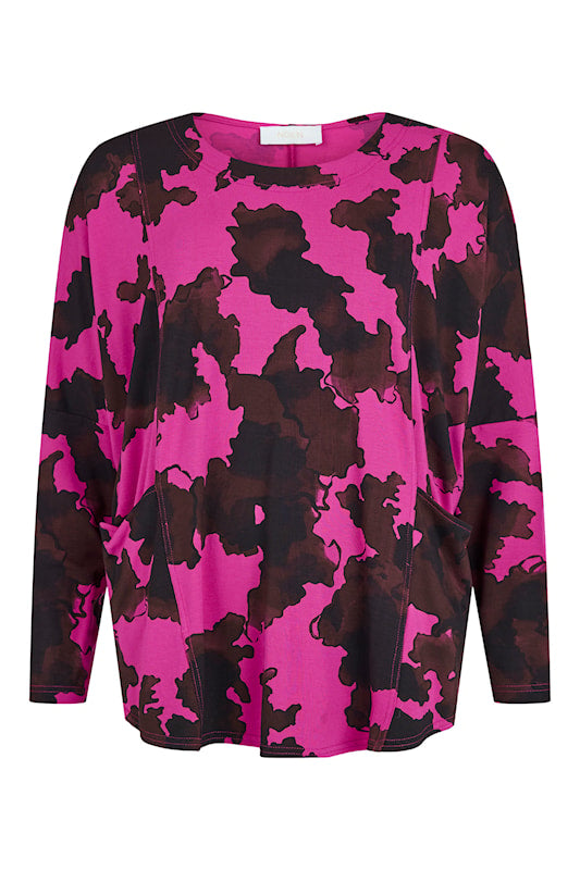Noen shirt met vlindermouwen fuchsia