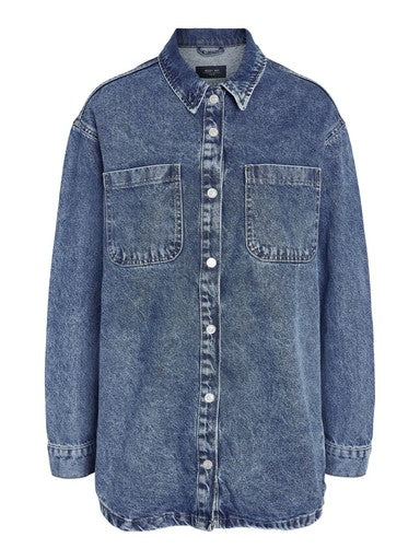 Noisy May Curve denim overshirt NMALVA, medium blue denim