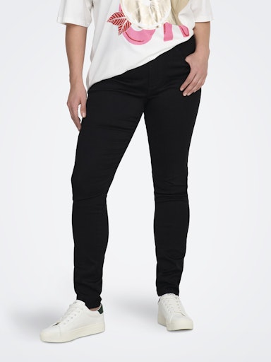 Only Carmakoma Slimfit jeans met hoge taille 15184632 34" Caraugusta  Zwart