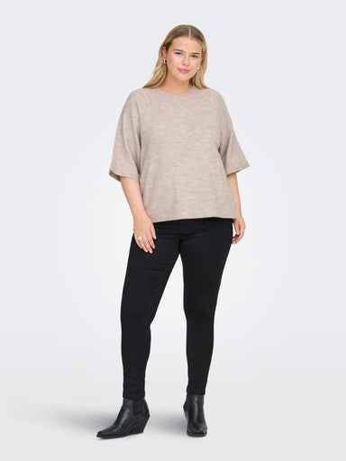 Only Carmakoma pullover Pumice Stone/Melange, detailfoto