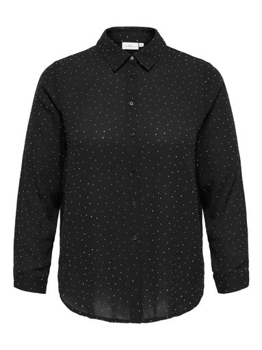 Only Carmakoma CARZEKE L/S STUD SHIRT WVN 15387355 177911001 Black/Silver rhinestones