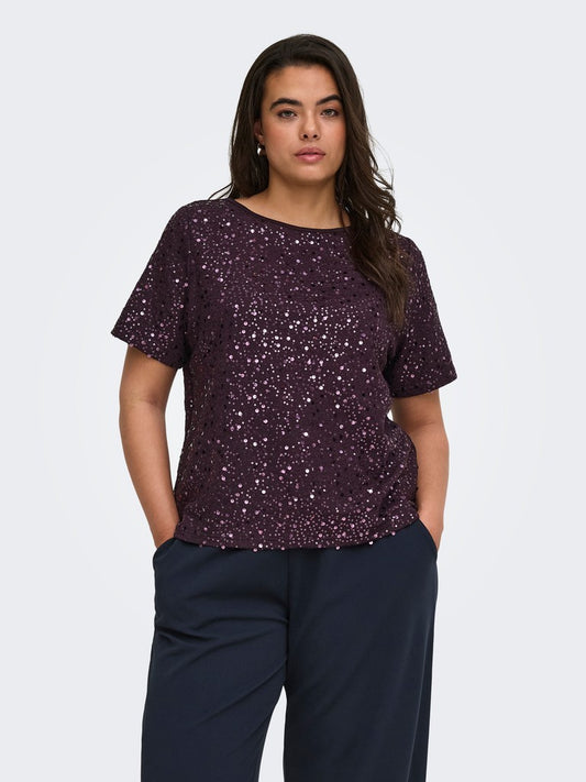Only Carmakoma top 15385566 Plum Perfect/DTM sequins
