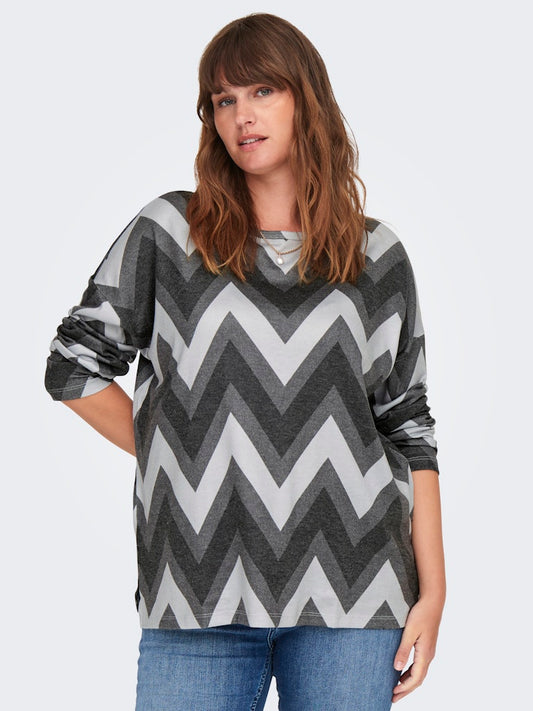 Carkaya shirt lange mouw 15327060 Black Million zig zag