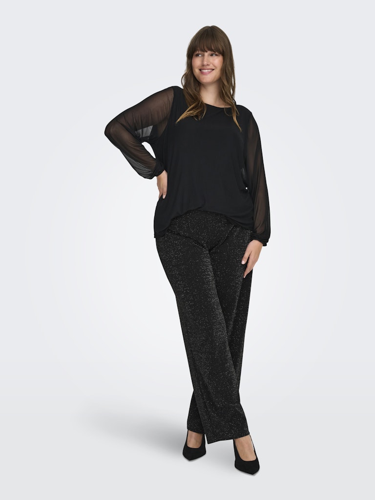 Only Carmakoma glitterbroek wijde pijpen 15358063 caralya Zwart