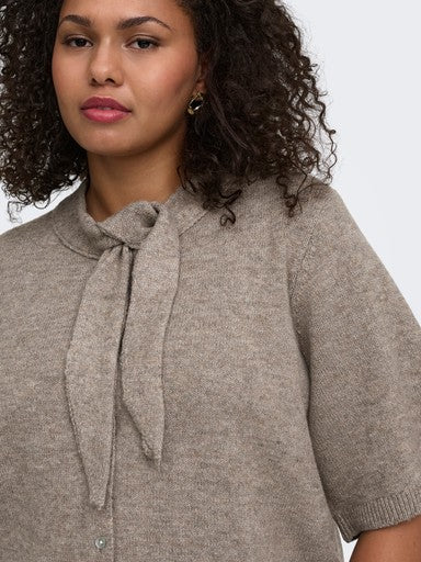Only Carmakoma vest Taupe Gray/Mel/Fmop, detailfoto