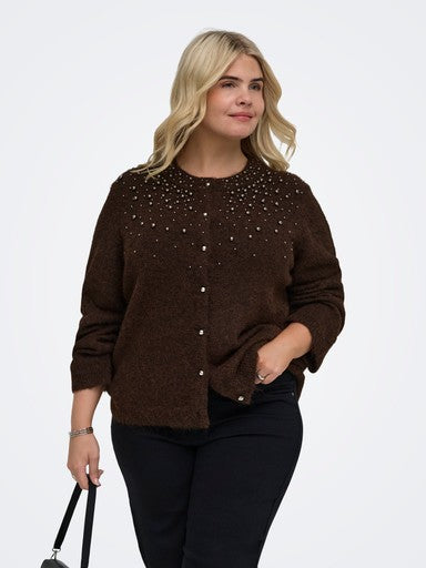 OnlyCarmakomaCARMIGGIELSO-NECKPEARLCARDIGAN15379413237375001CoffeeBean_Melange_SilverMetalPe__1