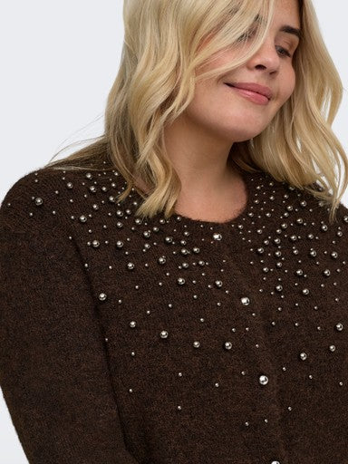OnlyCarmakomaCARMIGGIELSO-NECKPEARLCARDIGAN15379413237375001CoffeeBean_Melange_SilverMetalPe__2