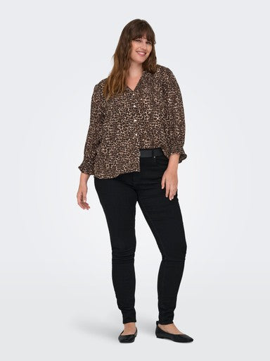 Only Carmakoma blouse Carraya, Silver Mink dierenprint, detailfoto