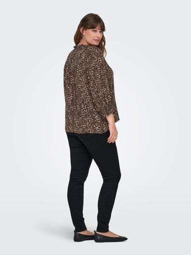 Only Carmakoma blouse Carraya, Silver Mink dierenprint, detailfoto