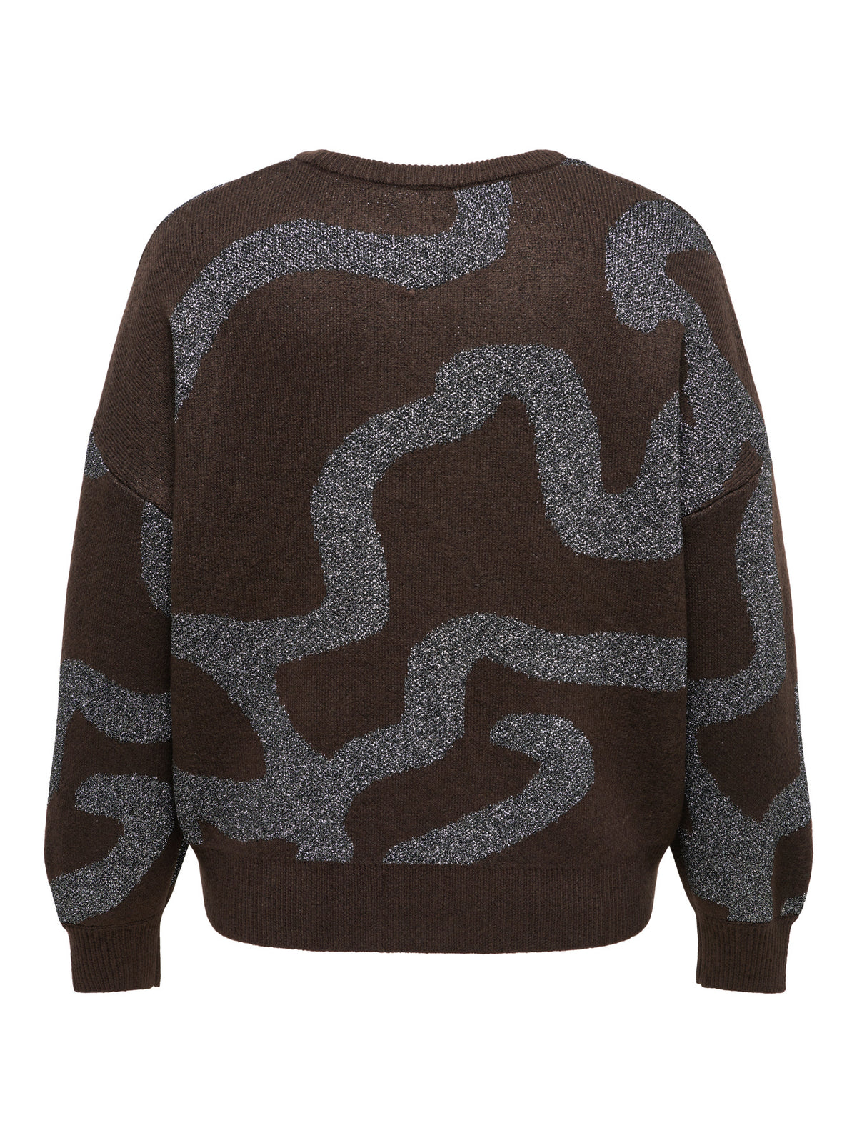 Only Carmakoma trui Coffee Bean/Wavy/Silver Lurex, detailfoto