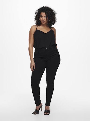 Only Carmakoma Slimfit jeans met hoge taille 15184632 32" Caraugusta  Zwart