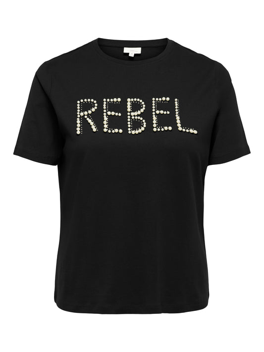 Only Carmakoma t-shirt met korte mouw Black/REBEL