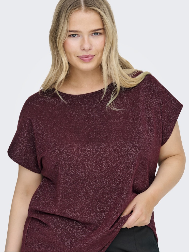 Only Carmakoma glitter shirt 15361742 carmoster Chocolate
