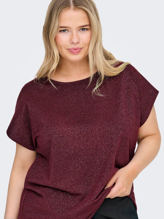Only Carmakoma glitter shirt 15361742 carmoster Chocolate