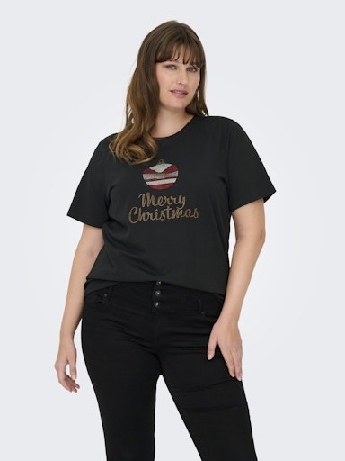 Only Carmakoma kerst shirt 15356518 CARKITA Zwart