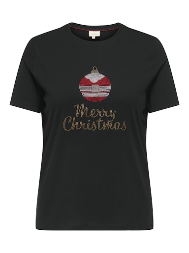 Only Carmakoma kerst shirt 15356518 CARKITA Zwart