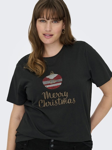 Only Carmakoma kerst shirt 15356518 CARKITA Zwart