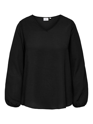 Only Carmakoma shirt met V-hals 15354110 CARVICA LS Zwart