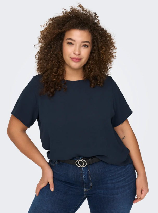 Only Carmakoma shirt met korte mouw 15218353 Carvica Indigo