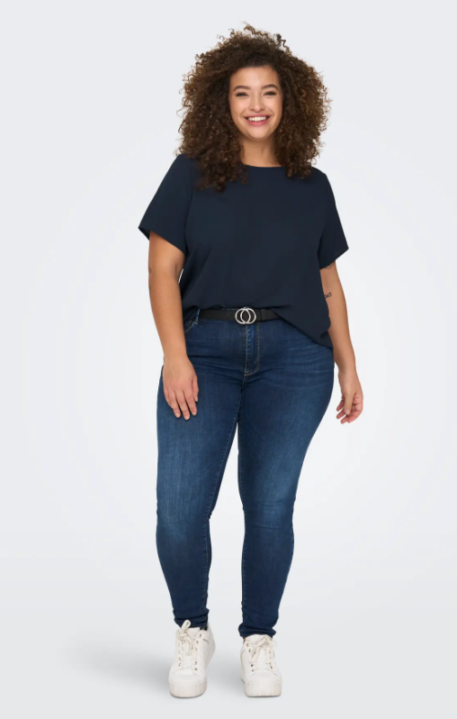 Only Carmakoma shirt met korte mouw 15218353 Carvica Indigo