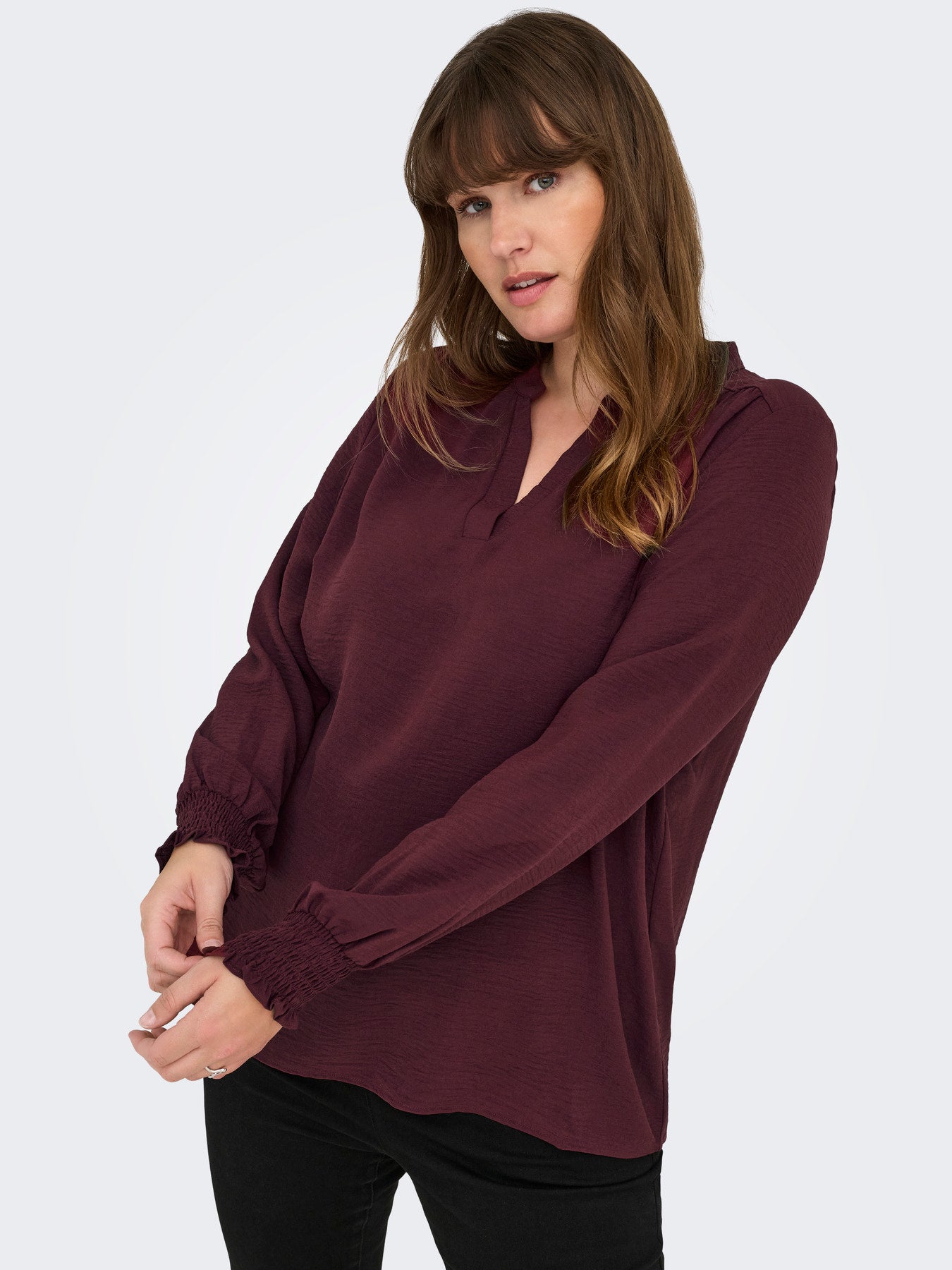 Only Carmakoma shirt met lange mouwen in tawny (roodbruin)