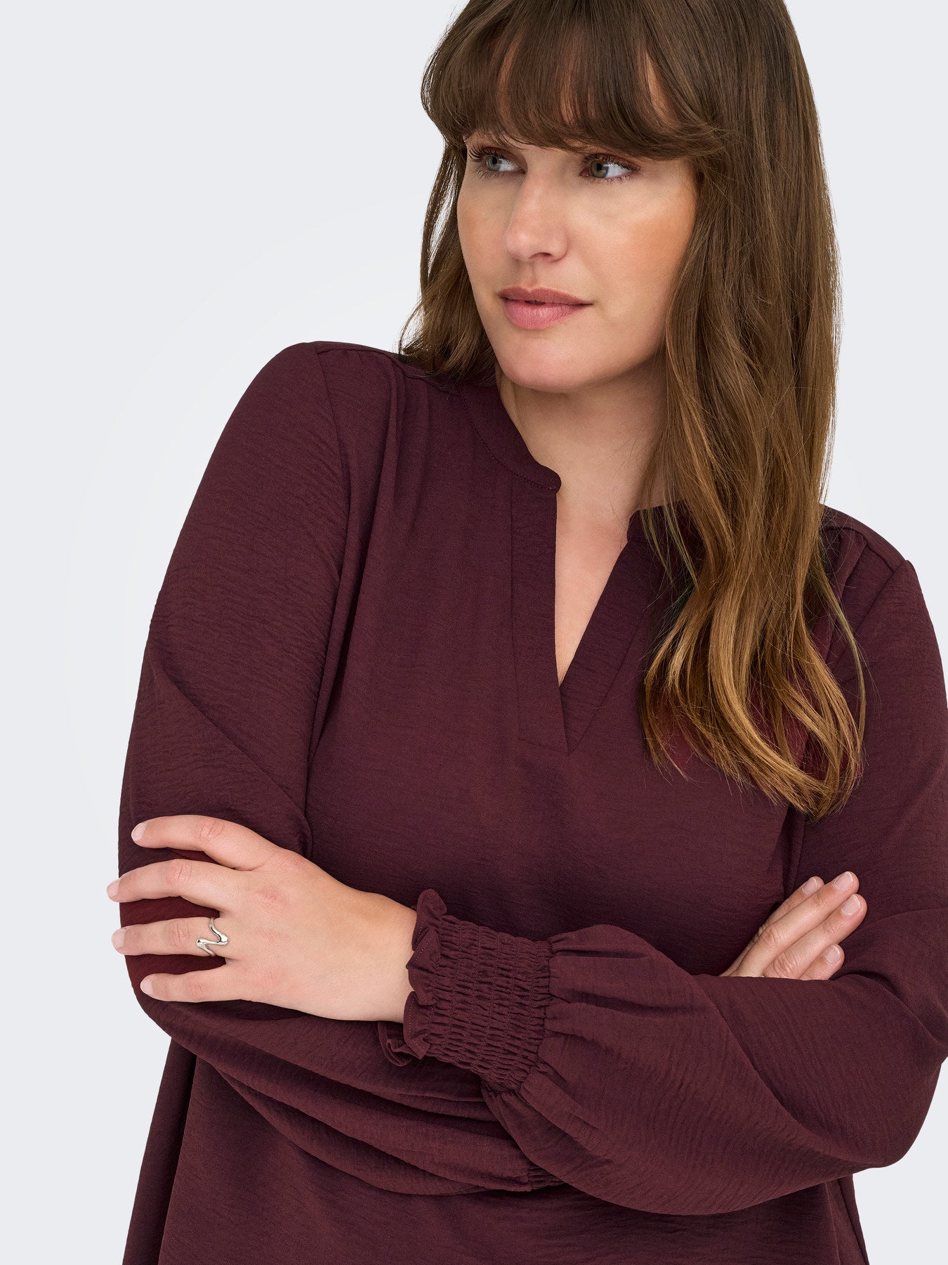 Only Carmakoma shirt met lange mouwen in tawny (roodbruin)