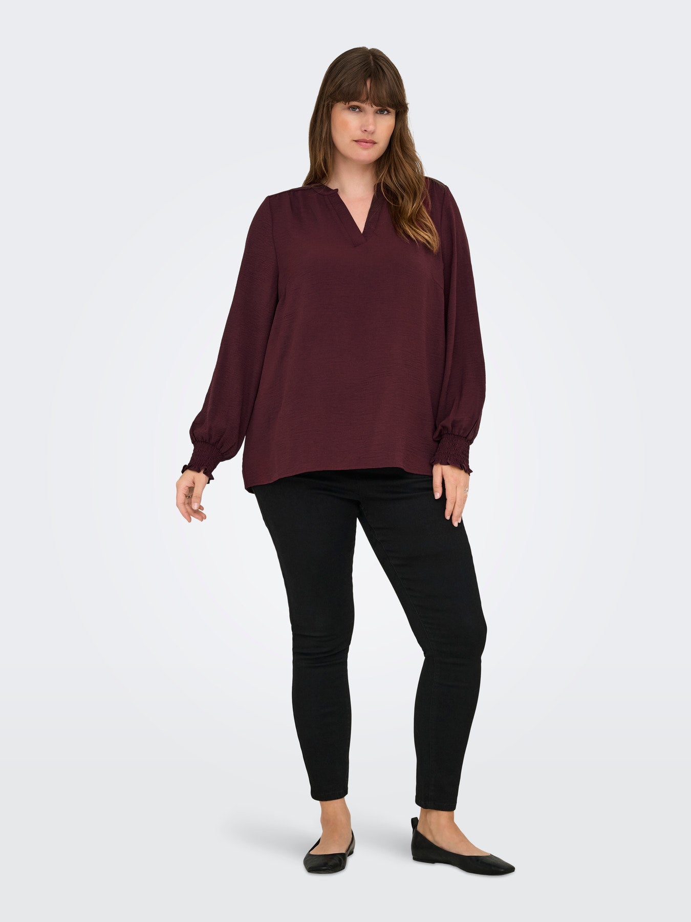 Only Carmakoma shirt met lange mouwen in tawny (roodbruin)