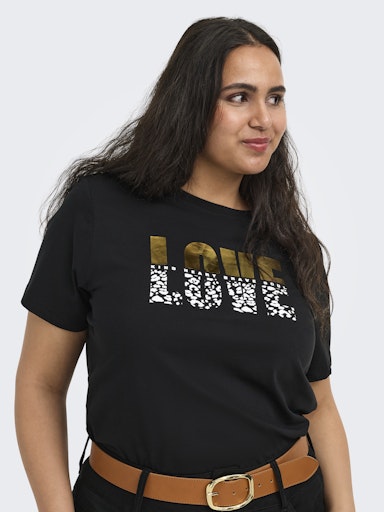 Only Carmakoma T-shirt Carkita Zwart, vooraanzicht