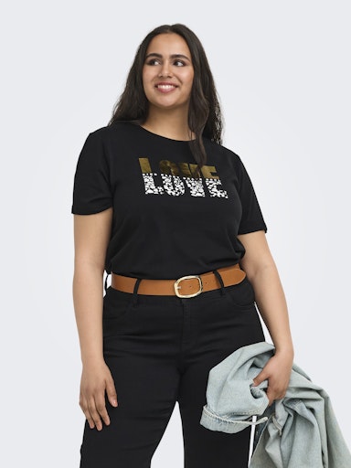 Only Carmakoma T-shirt Carkita Zwart, achteraanzicht