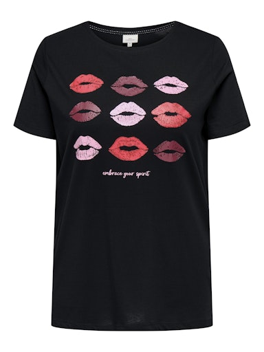Only Carmakoma shirt met print 15353382 CARSIMONE Zwart