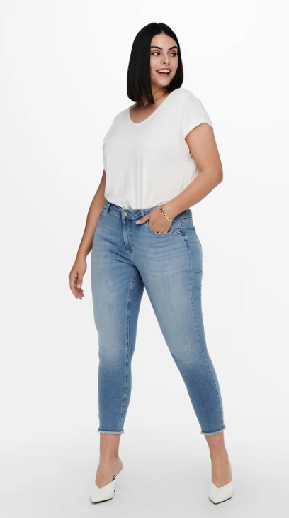 Only Carmakoma skinny jeans lichtblauw, detailfoto
