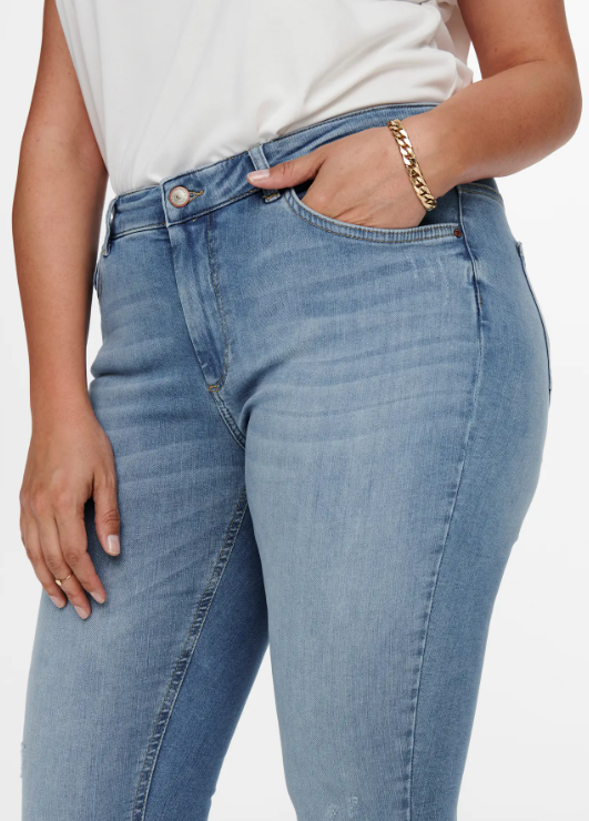 Only Carmakoma skinny jeans lichtblauw, detailfoto