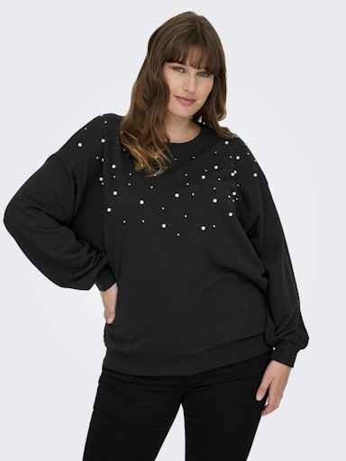Only Carmakoma sweatshirt met ronde hals 15358643 CARVIOLETTA Zwart