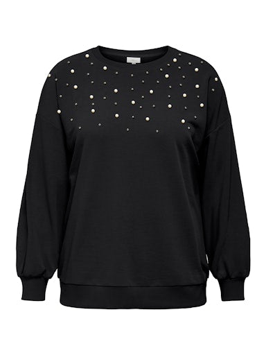 Only Carmakoma sweatshirt met ronde hals 15358643 CARVIOLETTA Zwart