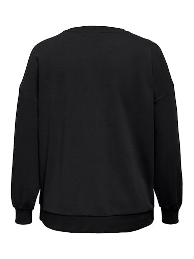 Only Carmakoma sweatshirt met ronde hals 15358643 CARVIOLETTA Zwart