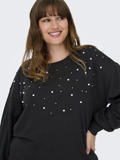 Only Carmakoma sweatshirt met ronde hals 15358643 CARVIOLETTA Zwart