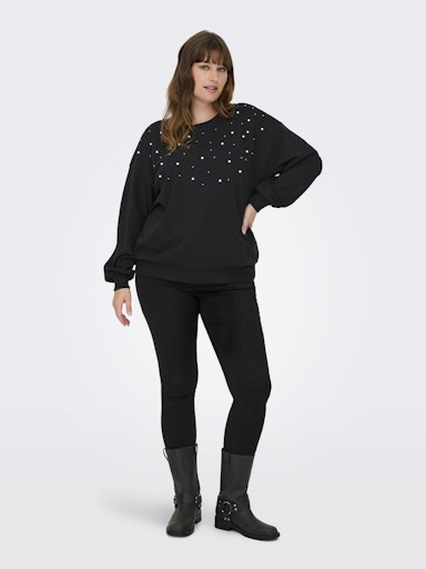 Only Carmakoma sweatshirt met ronde hals 15358643 CARVIOLETTA Zwart