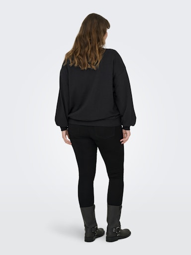 Only Carmakoma sweatshirt met ronde hals 15358643 CARVIOLETTA Zwart