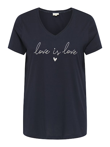 Only Carmakoma t-shirt met v-hals 15353280 CARKALLIE navy
