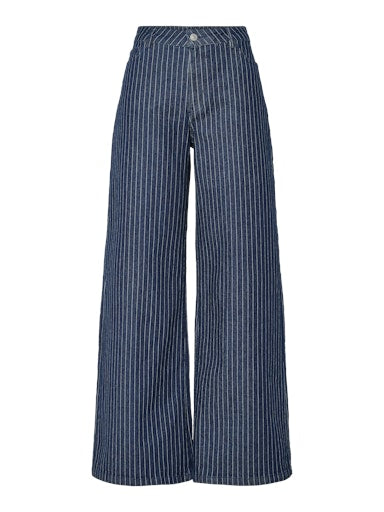 Pieces Curve jeans wijde pijpen krijtstreep 17164452 PCROSE Blauw