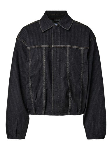Pieces Curve denim bomberjack donkerblauw