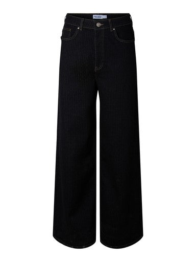 Pieces Curve wide leg jeans donkerblauw