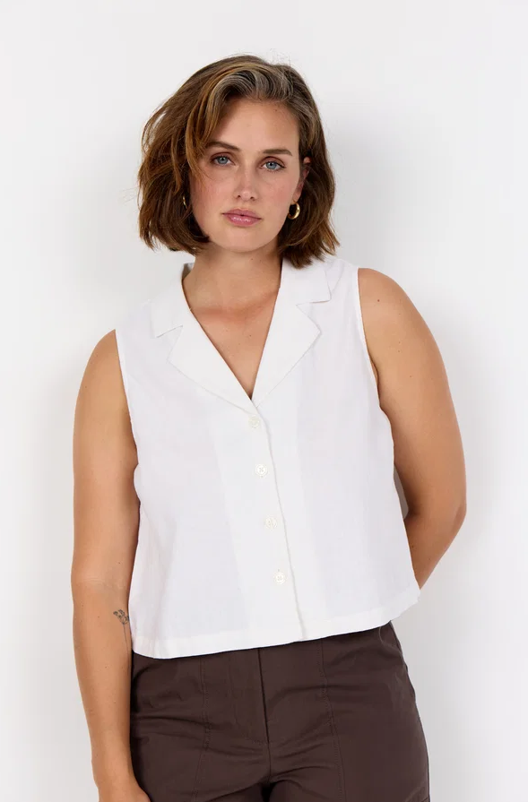 Wasabi Gilet met kraagje W10754 Wit