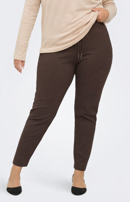 Only Carmakoma broek met elastische tailleband 15174938 CARGOLDTRASH Chocolate