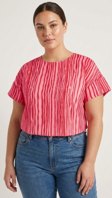 Yest Curve shirt met strepen Ushma Essential A006280 rood