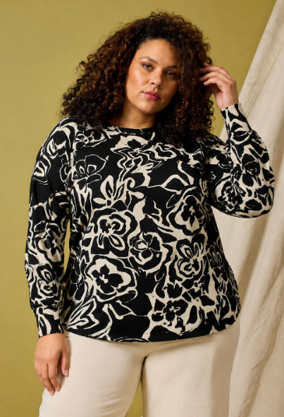 Zhenzi trui met print all over Kayla 201444 Zwart