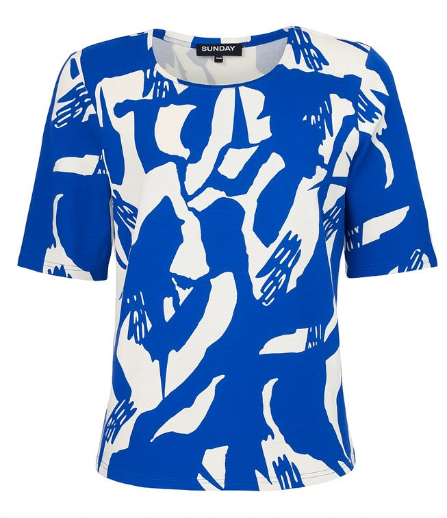 Sunday shirt met ronde hals en korte mouw 6398 6270 Blauw